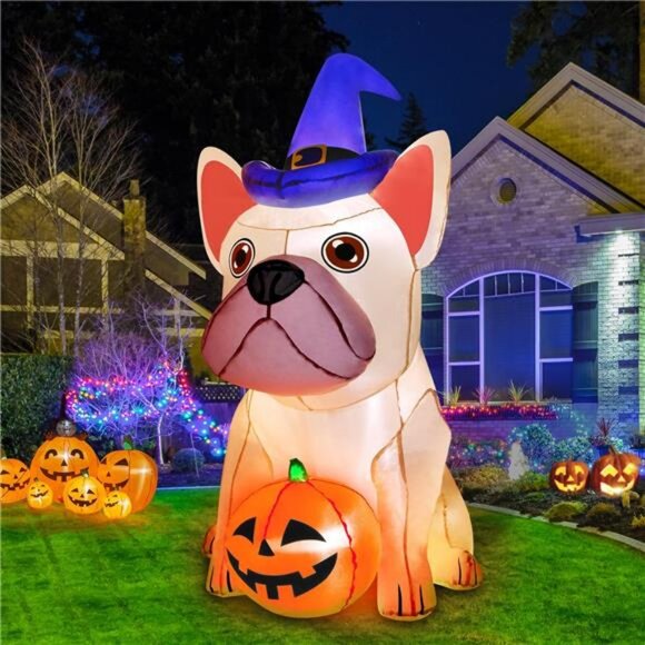 5Ft Halloween Inflatables Decorations Build-in Bright LEDs Blow Up Yard Pumpkin